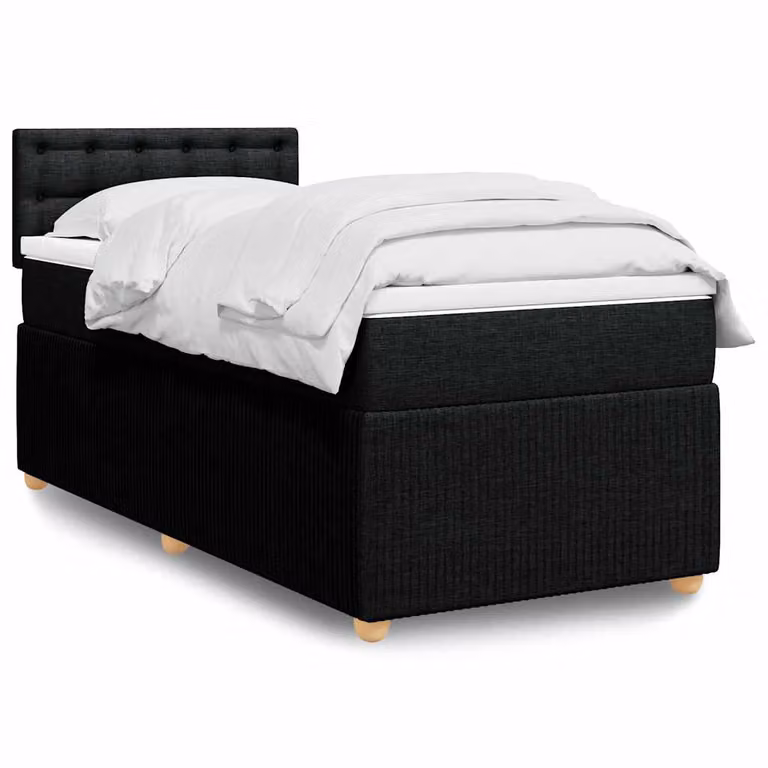 vidaXL Giroletto a Molle Ibrido con Materasso in Tessuto Nero L: 200 cm, P: 80 cm