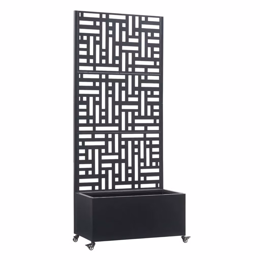 Fioriera con Spalliera Bernalda casa.pro in Acciaio Nero con 4 Rotelle, L: 190 cm, H: 82 cm, P: 38 cm – 2