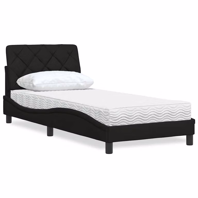 Letto con Materasso vidaXL in Tessuto Nero L 90 x P 200 cm