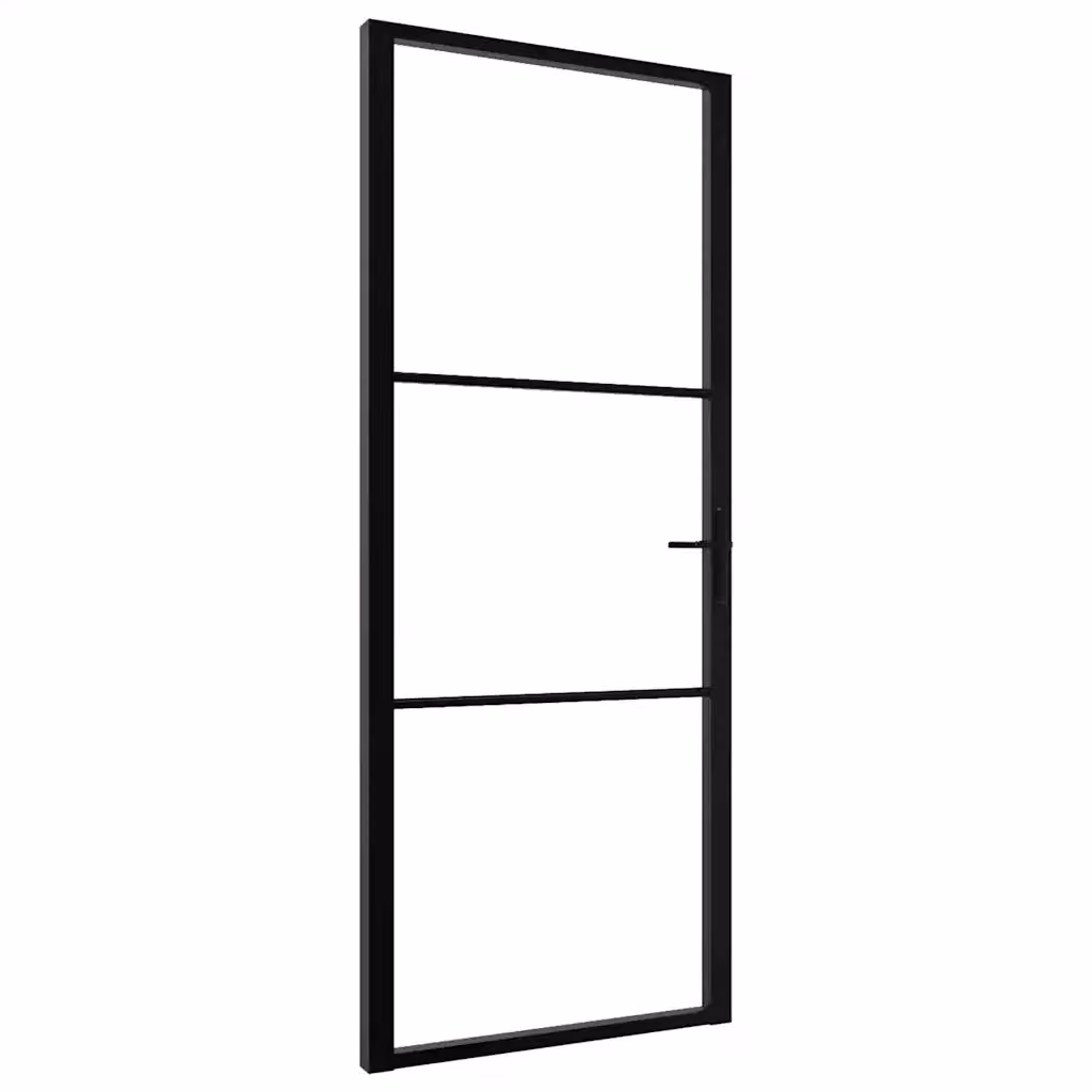Porta interna moderna vidaXL in alluminio e vetro nero e trasparente L: 83 cm, H: 201,5 cm – 2