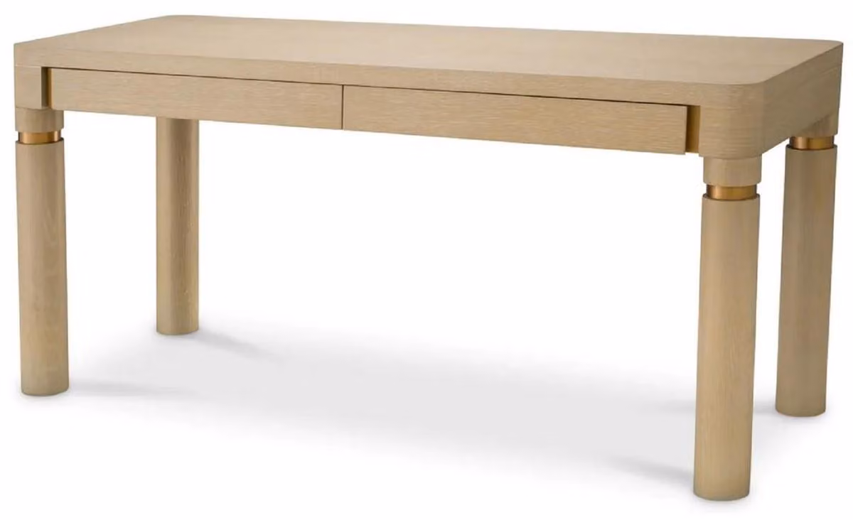 Casa Padrino scrivania con 2 cassetti beige / ottone 160 x 60 x h. 76 cm - Scrivania per ufficio - Scrivania per computer - Mobili per ufficio - Mobili - Arredamento - Arredamento per ufficio - Qualità