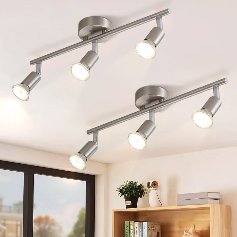 ZMH LED faretto da soffitto 3 fiamme 2pcs corridoio lampada da soffitto moderna plafoniera GU10 soffitto spot girevole 350°rotativo faretto lampada in acciaio inox soffitto soggiorno camera da letto cucina senza lampadina
