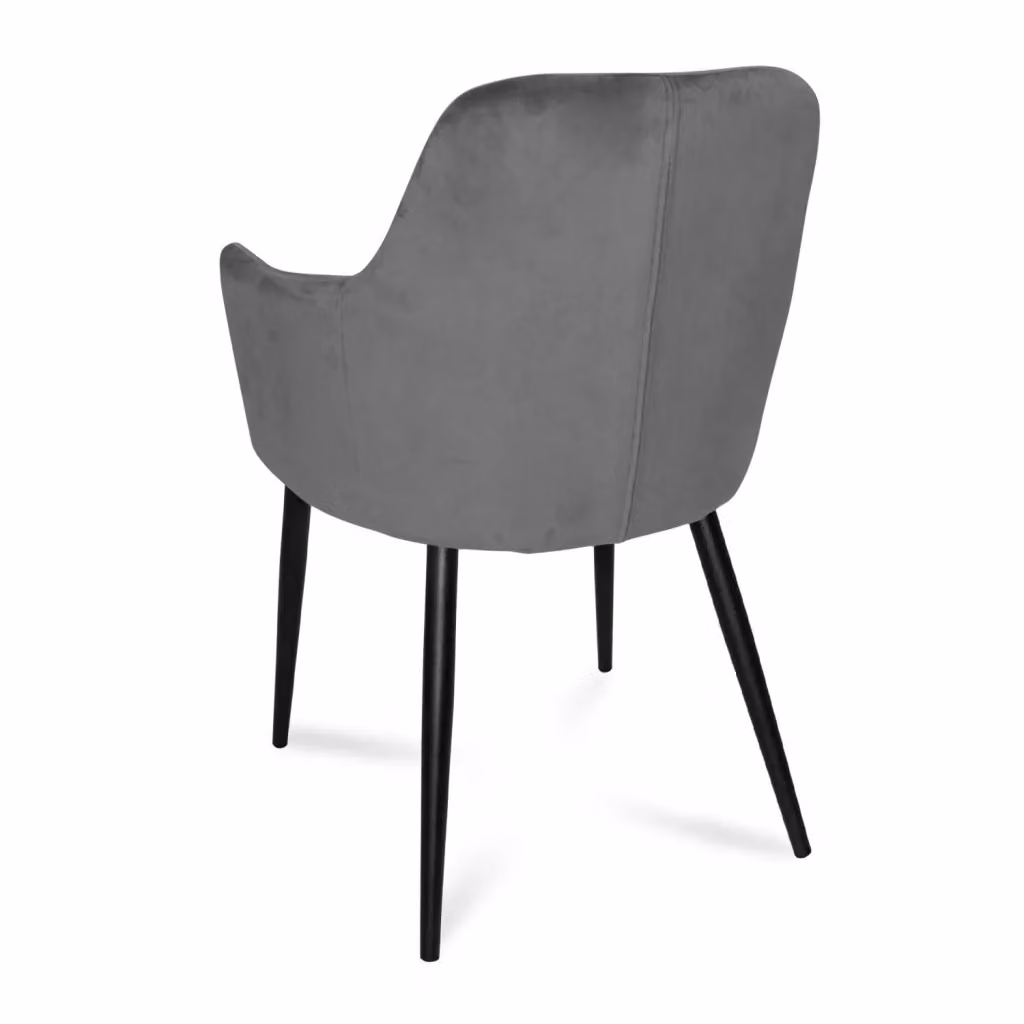 Poltrona Gunnar Casa Thai S.L. in velluto grigio con gambe nere e braccioli – 2