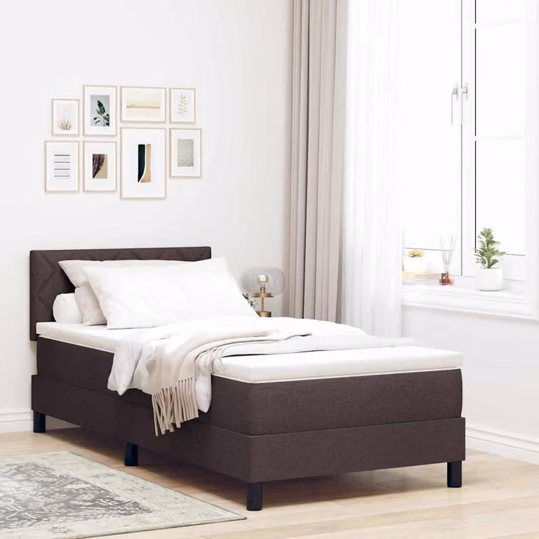 Maison Exclusive - Letto a molle con materasso Marrone Scuro 90 x 200 cm Tessuto