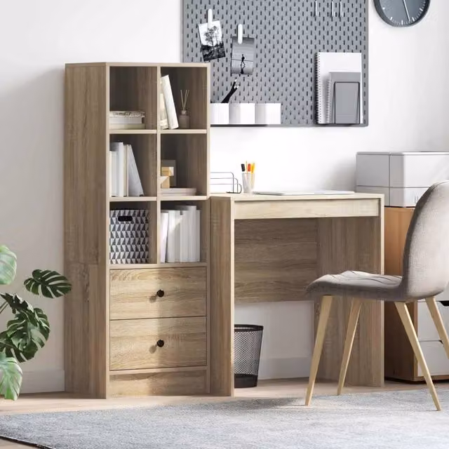 Scrivania moderna con scaffale vidaXL in rovere color marrone L: 115,5 cm, P: 50 cm, H: 127 cm – 1