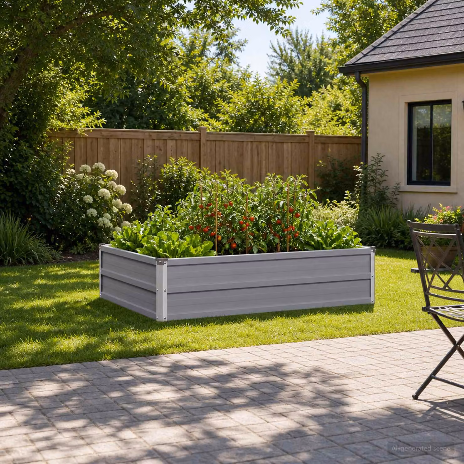 Letto rialzato da giardino vidaXL in metallo Grigio L: 100 cm, P: 80 cm, H: 24 cm