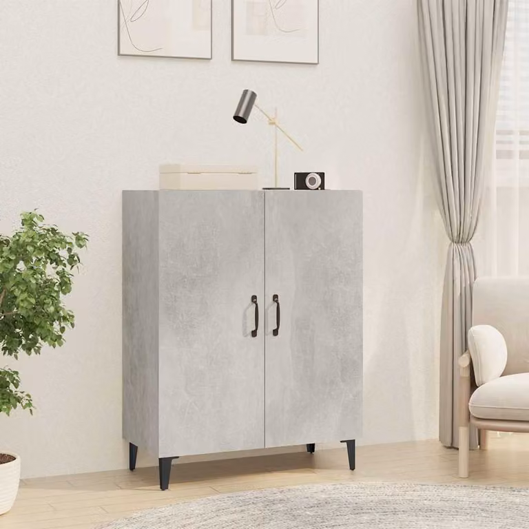 Credenza moderna vidaXL in legno multistrato e MDF, colore grigio, L 70 cm x P 34 cm x H 90 cm