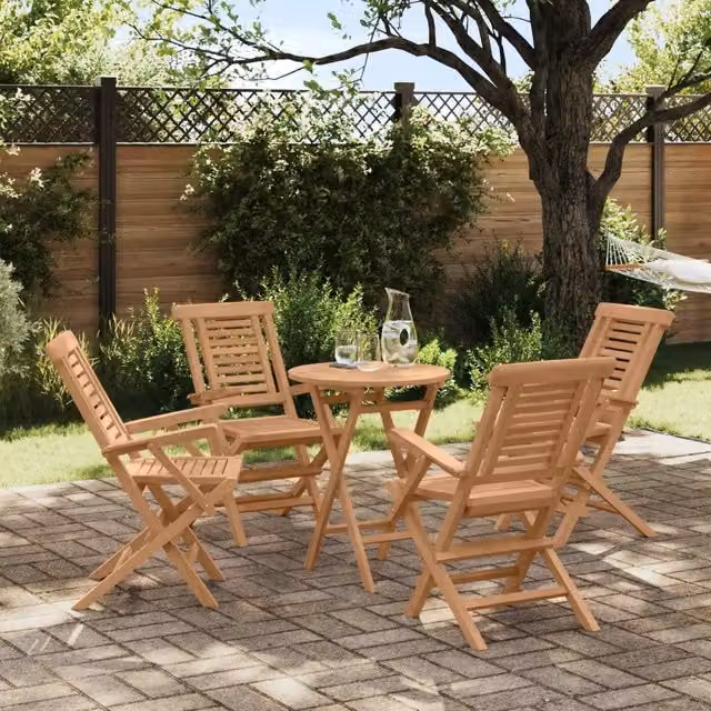 Set da Giardino 5 pz Marrone Legno Teak Massello 3437378