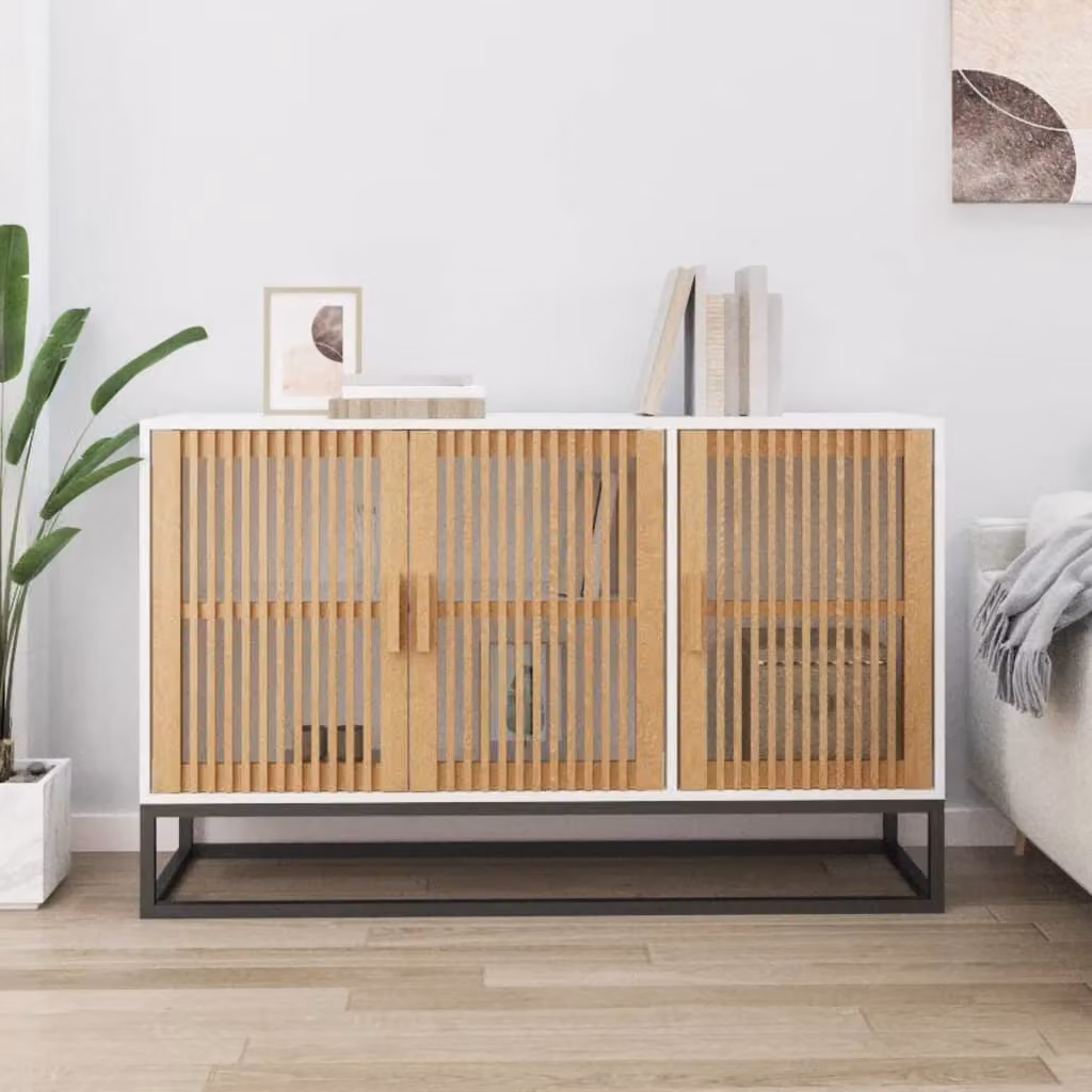 Credenza bianca vidaXL in legno multistrato e MDF con stile classico L 105 x P 30 x H 65 cm