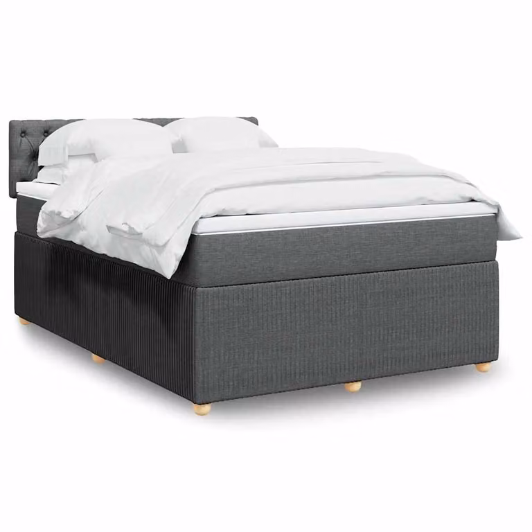 vidaXL Giroletto a Molle Ibrido con Materasso in Tessuto Grigio e Bianco, L/P/H: 160 x 200 cm