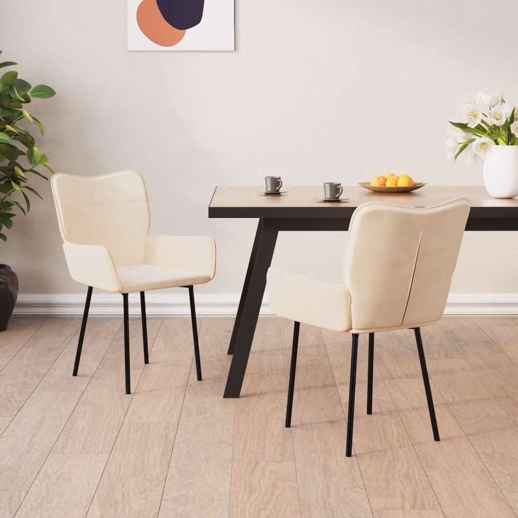 The Living Store Sedie da pranzo 2 pezzi. Velluto crema