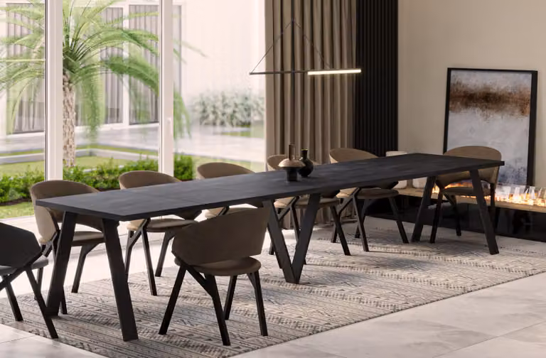 Endo-Möbel Tavolo da pranzo XXL Lungo 130 cm - 405 cm allungabile fino a 12 persone Tavolo da cucina (cemento scuro)