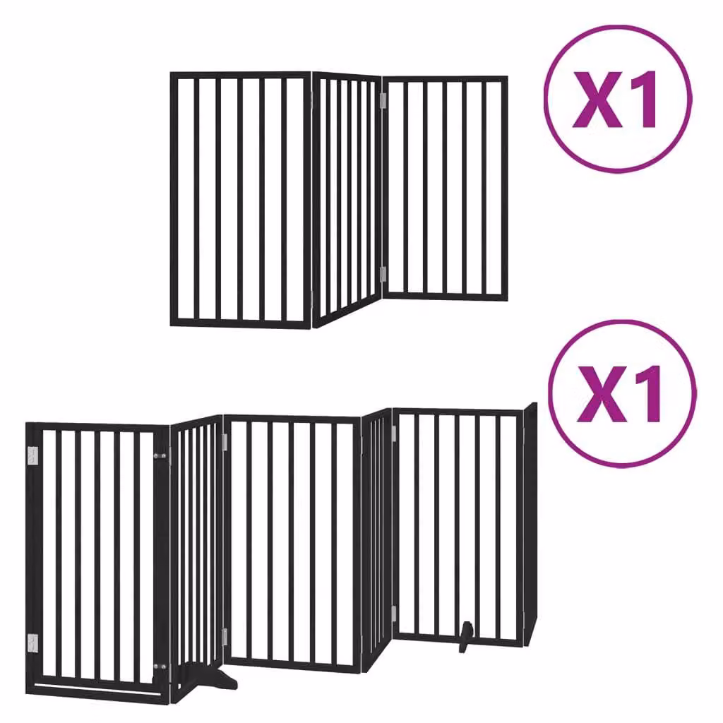Cancello per Cani Porta Pieghevole Nero 9 Pannelli 450cm Pioppo