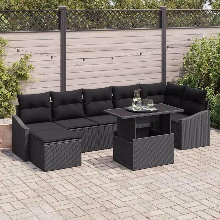 Maison Exclusive - Set da giardino composto da 8 pezzi, colore nero