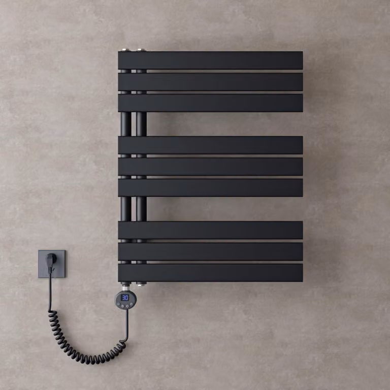 doporro Scaldasalviette Elettrico Bagno con Termostato Digitale e Funzione Timer 76x60cm 600W Antracite, Termoarredo Elettrico Temperatura Regolabile, Radiatore da Parete Verticale - FN