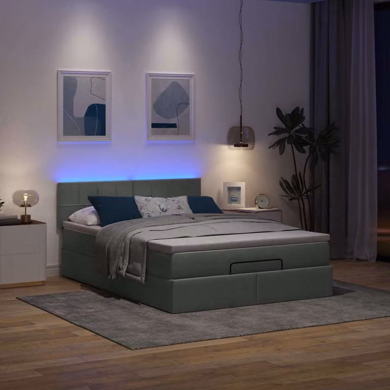 Maison Exclusive - Pouf Letto con Materasso e LED Grigio Scuro 140x200 cm