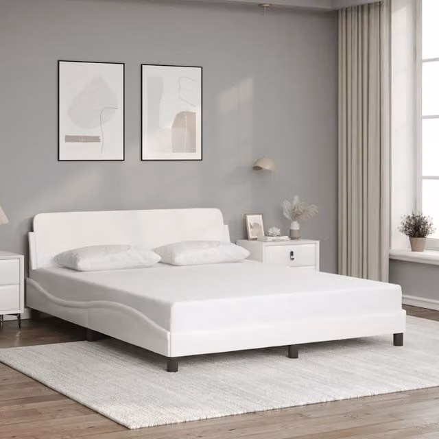 Letto con giroletto Dover vidaXL in similpelle bianco 160x200 cm – 1