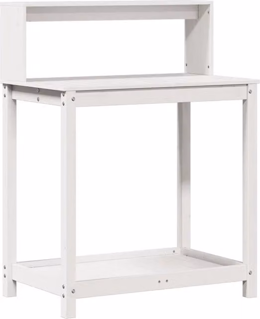 Tavolo da rinvaso da esterno con ripiani 82,5 x 50 x 109,5 cm design rustico giardino in legno massello bianco 02_0049244