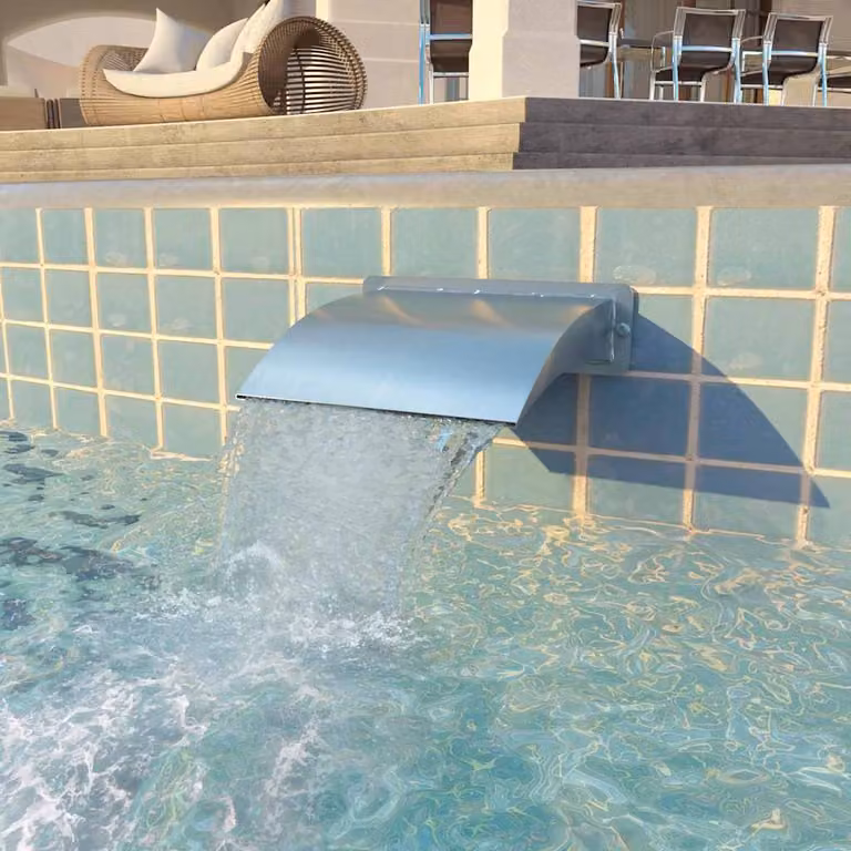 vidaXL Fontana per Piscina in Acciaio Inossidabile Argento L: 30 cm, P: 9 cm, H: 26 cm