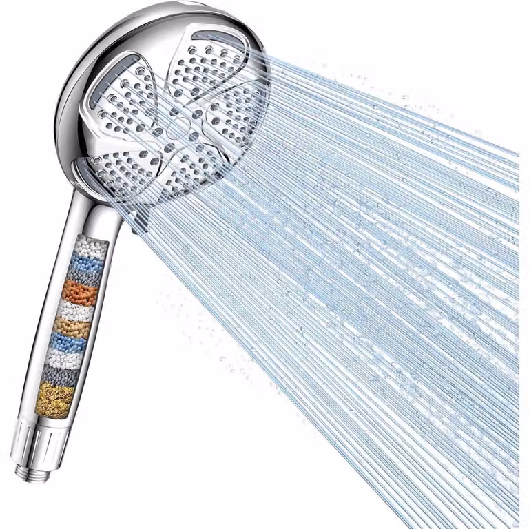 Doccia con filtro, 7 tipi di getto, filtrazione a 15 stadi, alta pressione, argento