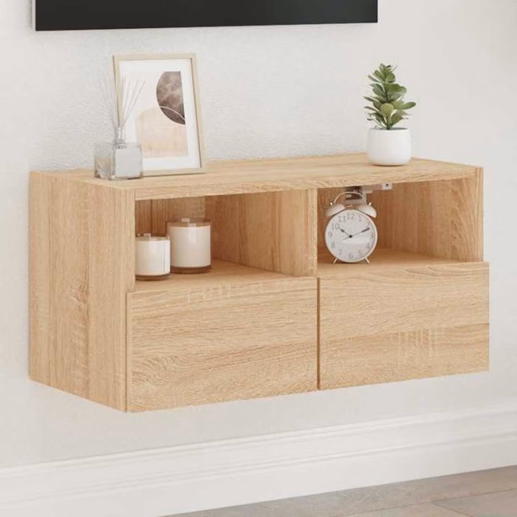 Mobile TV da parete vidaXL in legno Rovere Sonoma, L 60 x P 30 x H 30 cm