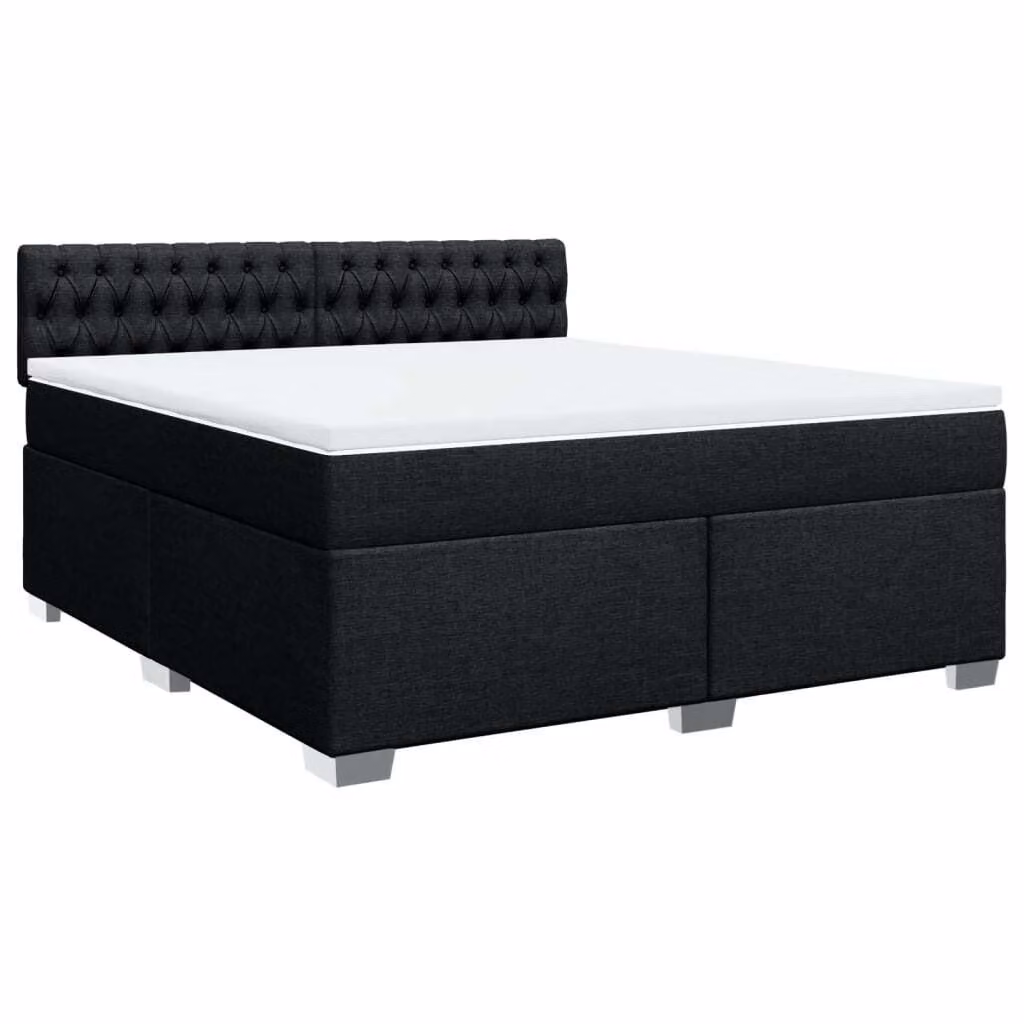 Giroletto a Molle con Materasso Nero 180x200 cm in Tessuto