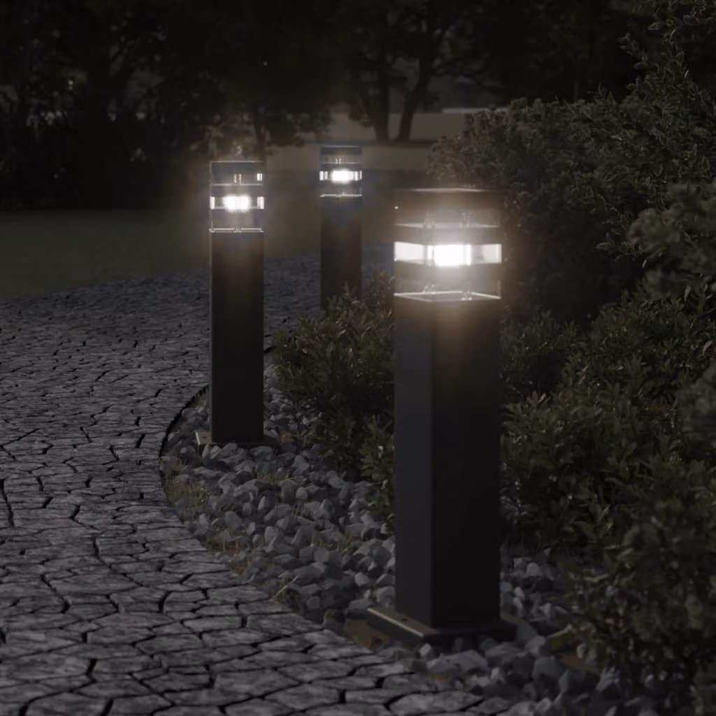 vidaXL Lampada da terra per esterni in alluminio nera con design moderno e illuminazione up-down, Altezza: 50 cm