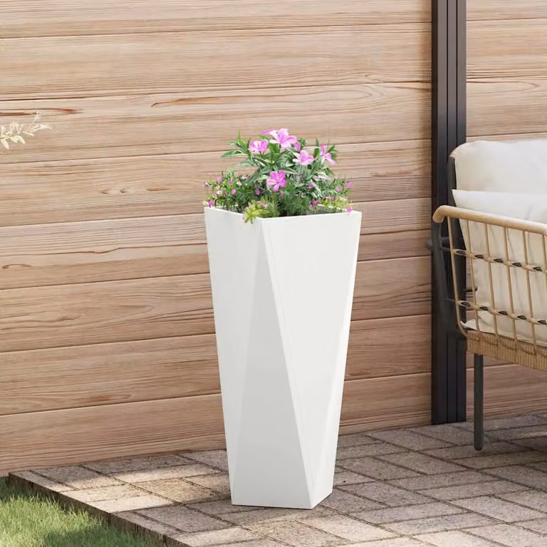 Fioriera vidaXL in acciaio bianco L/P/H: 30 x 30 x 75 cm