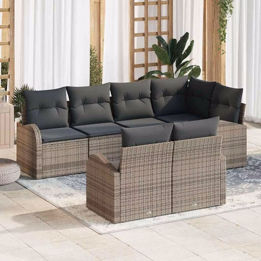 Maison Exclusive - Set Divano da Giardino con cuscino 7 pcs Grigio polyrattan