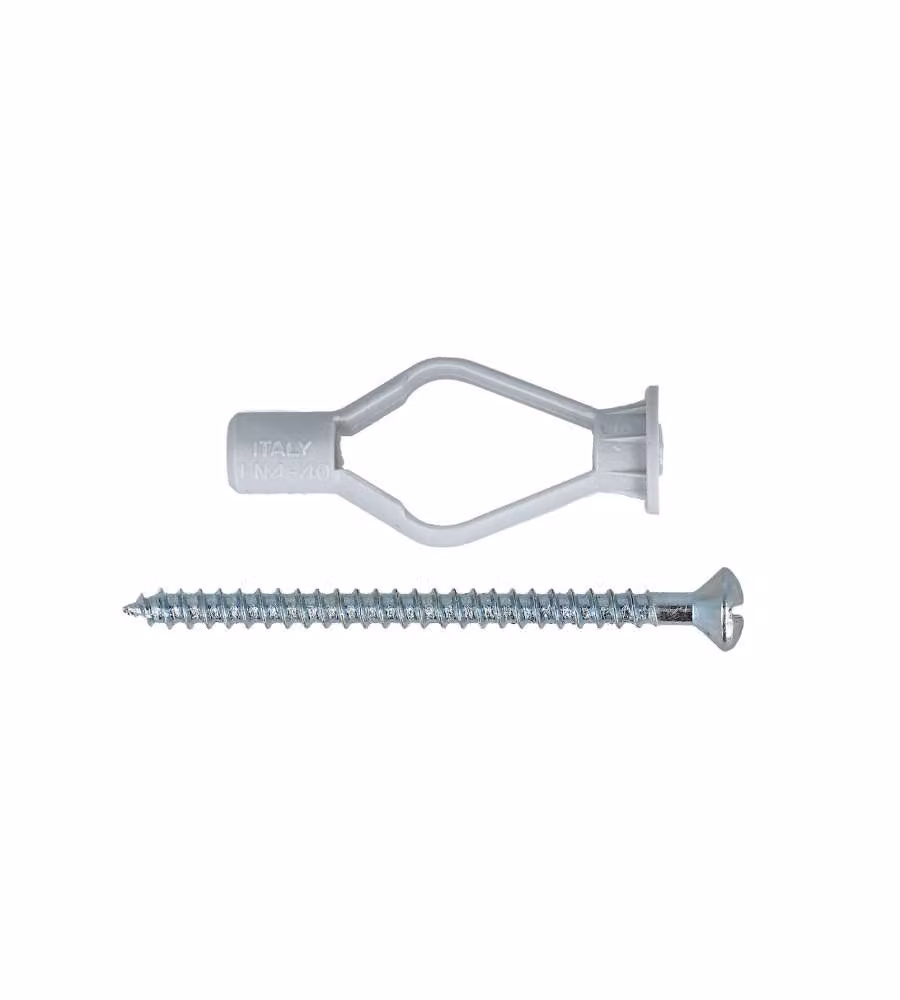 Tasselli in nylon 8 x 40 mm per pareti vuote, con viti testa cilindrica 4 x 45 - 6 pz.