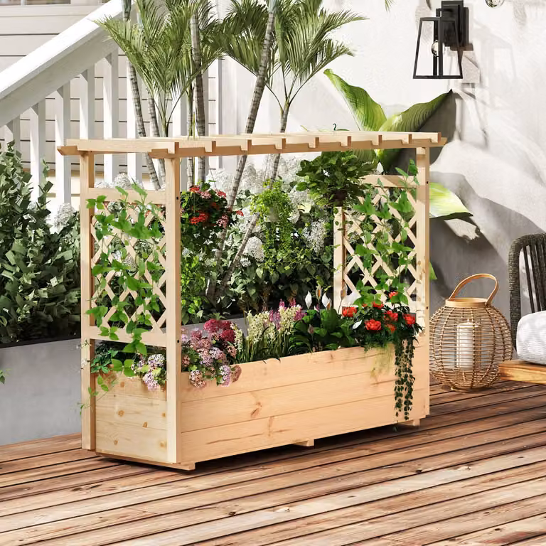 Fioriera rialzata in legno Costway per orto e giardino ornamentale, colore marrone