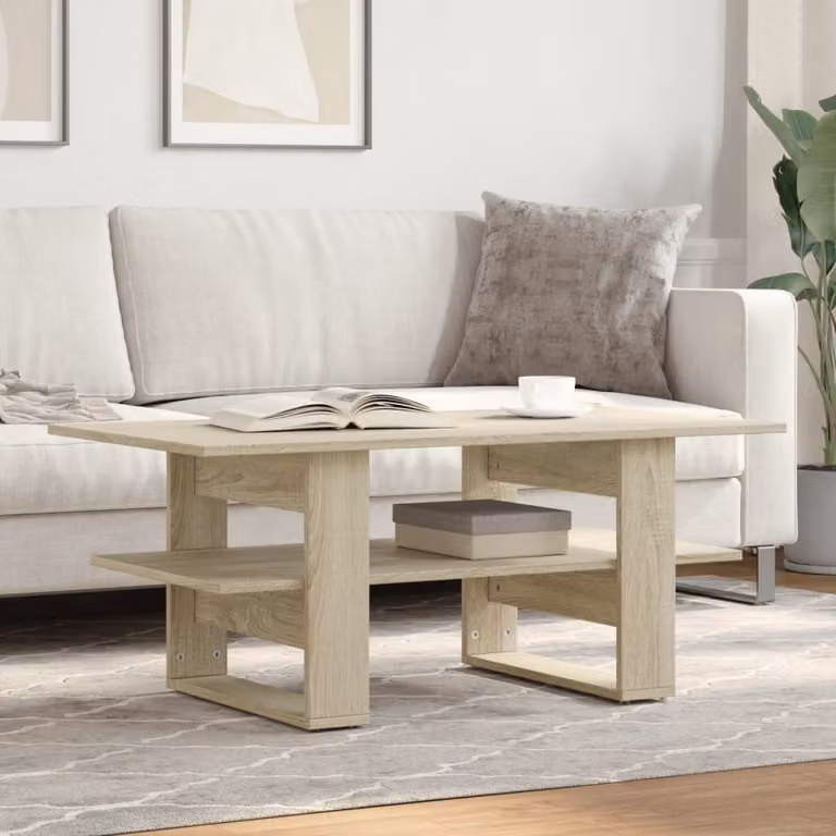 vidaXL Tavolino da Salotto Moderno in Legno Multistrato e MDF, Colore Rovere e Marrone, L: 102 cm, P: 55 cm, H: 42 cm