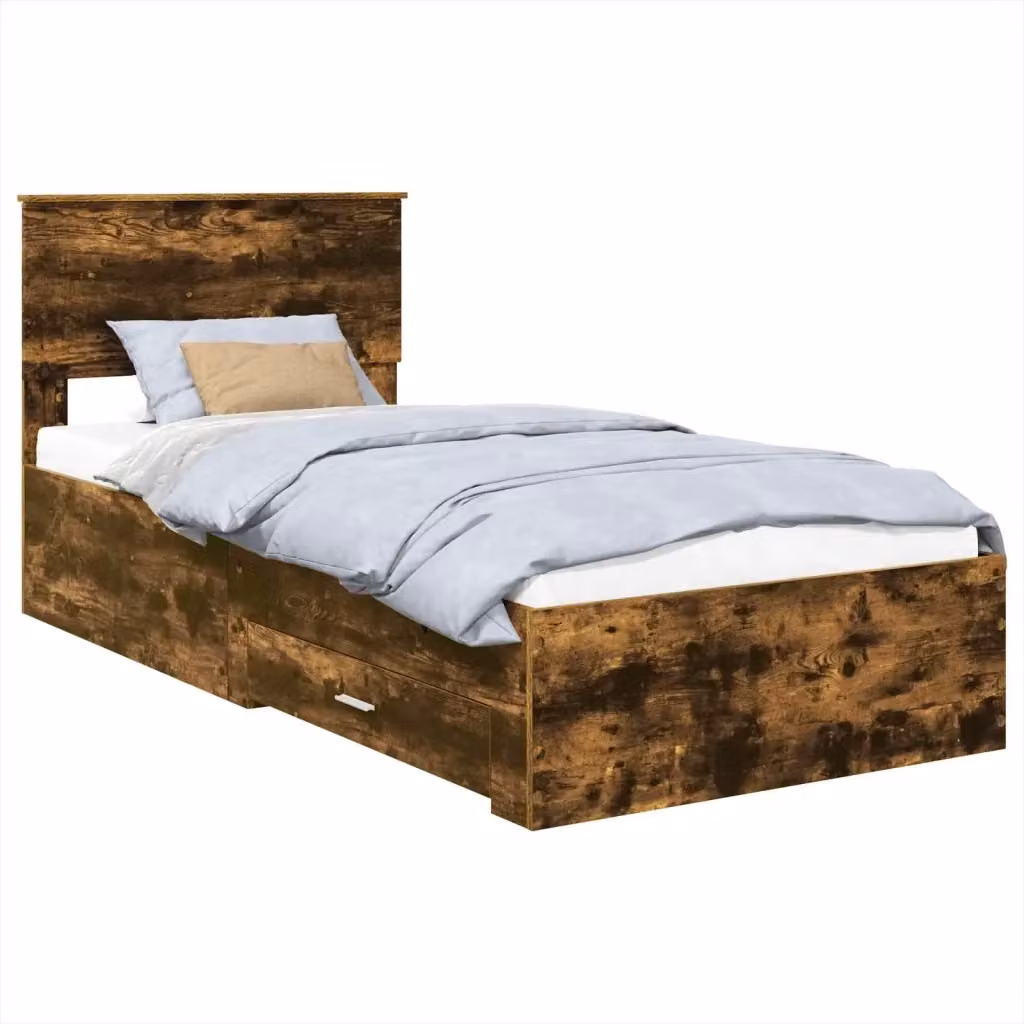 Struttura letto moderna vidaXL con cassetti in rovere e argento L/P/H: 190 x 80 x 90 cm – 2