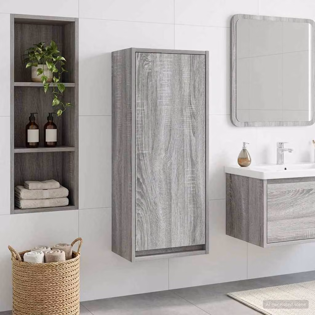 Mobile lavabo da parete vidaXL moderno in stile Sonoma grigio L 35 cm, P 20 cm, H 81 cm