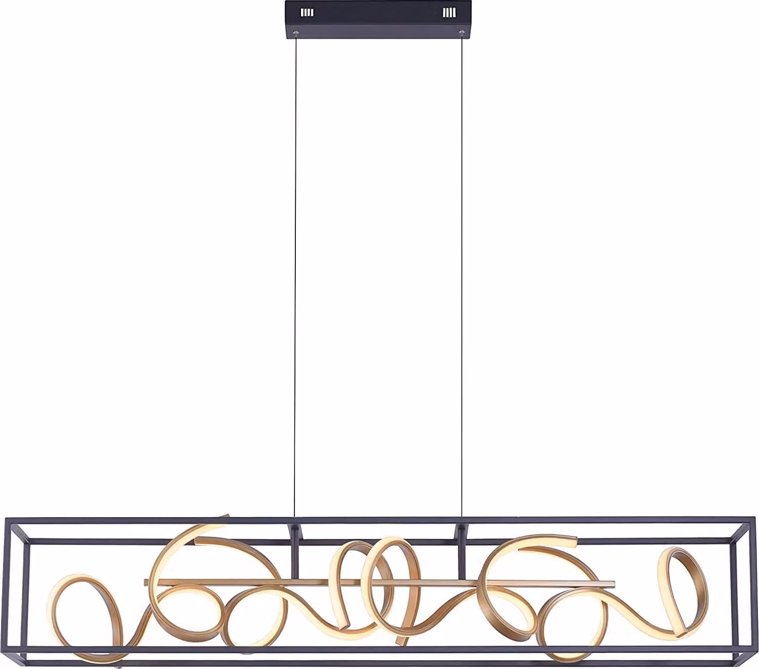 Paul Neuhaus, LED, lampada a sospensione Selina, nero-oro, 46W-2250lm, dimmerabile