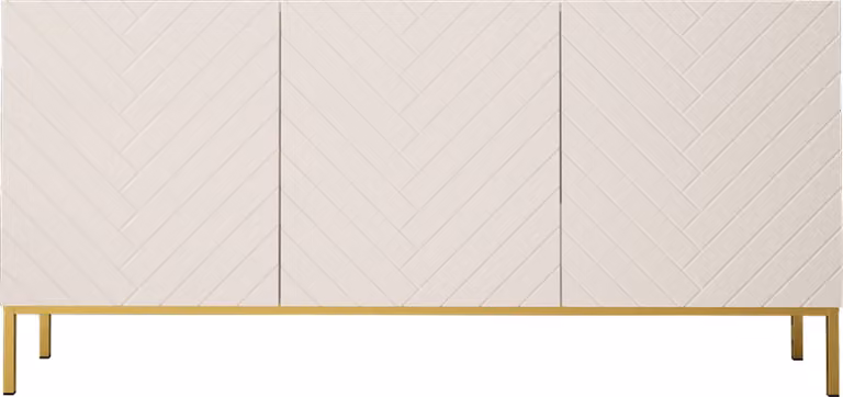 Cassettiera GINAX 160 cm WHITE MAT / WHITE GLOSS con cornice dorata Cabinet Highboard Buffet