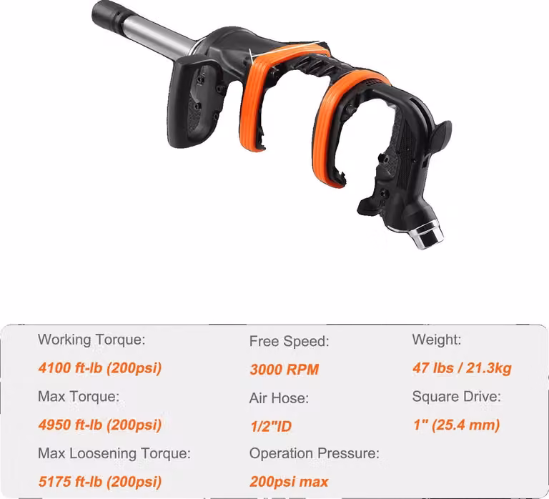 Avvitatore pneumatico, coppia elevata, design leggero, 3000 giri/min