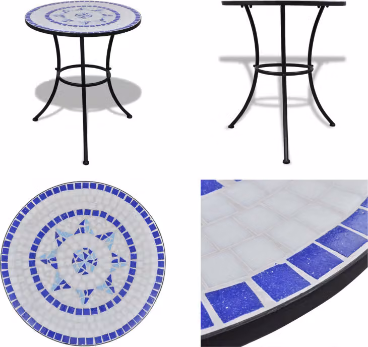 vidaXL Tavolo da bistrot blu e bianco 60 cm a mosaico - Tavolo - Tavoli - Tavolo da giardino - Tavoli da giardino