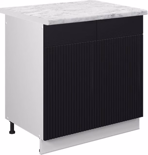 Mobile lavello cucina Fame-Line Nero rigato/Bianco 80 cm, PL Marmo Vicco