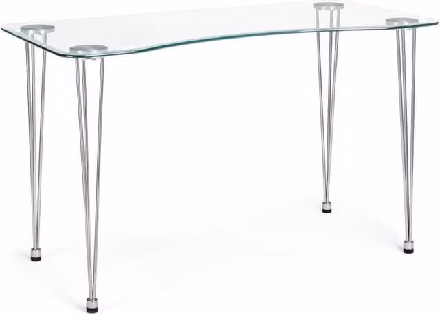 Scrivania in Vetro Temperato con Gambe in Acciaio Cromato - RADIANCE