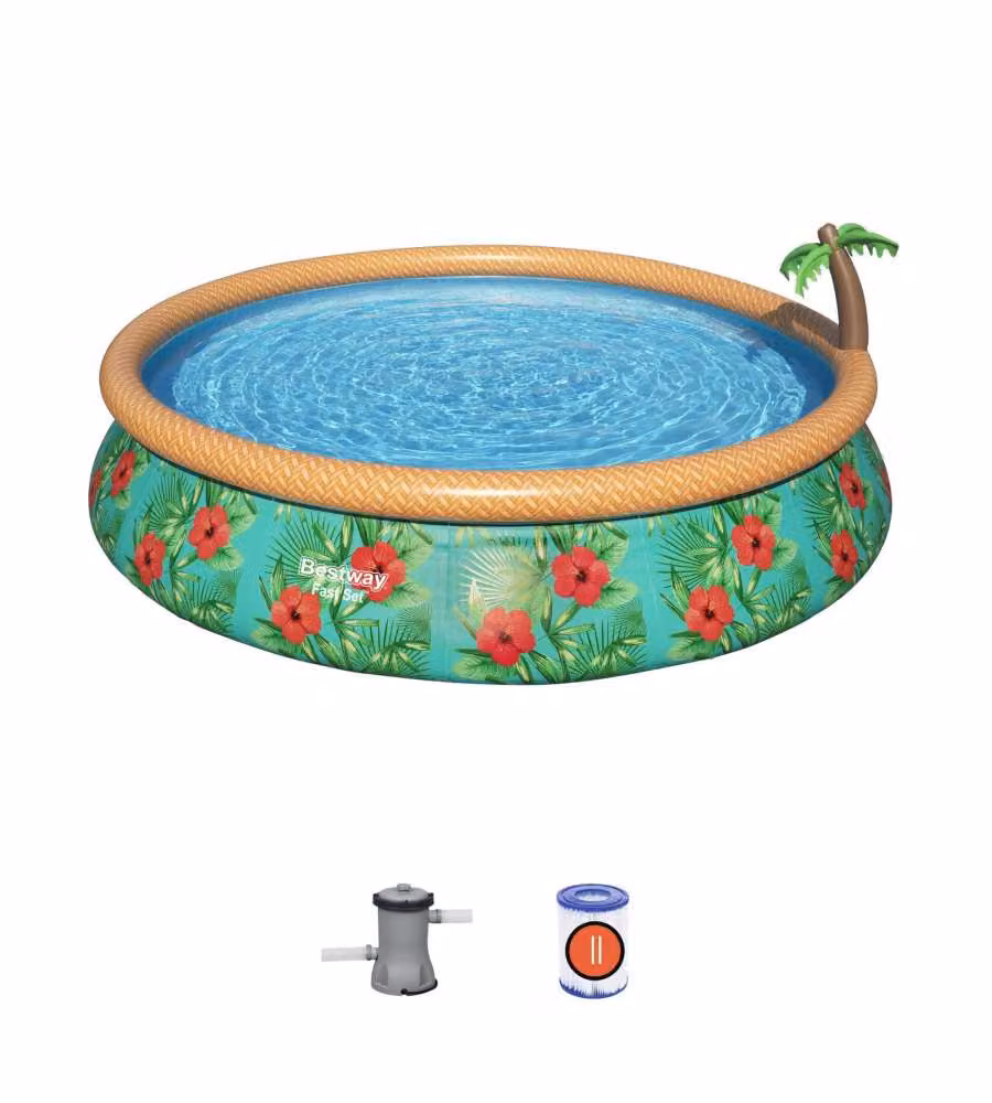 Bestway Piscina Gonfiabile Tonda 457x84 cm Fantasia Floreale con Pompa