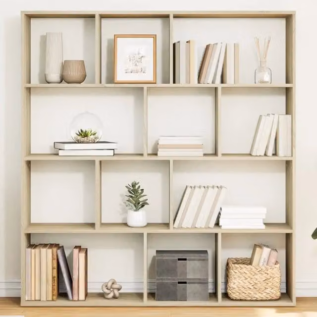 Libreria vidaXL in Legno Marrone e Beige per Soggiorno, L 132 cm x P 29 cm x H 141,5 cm