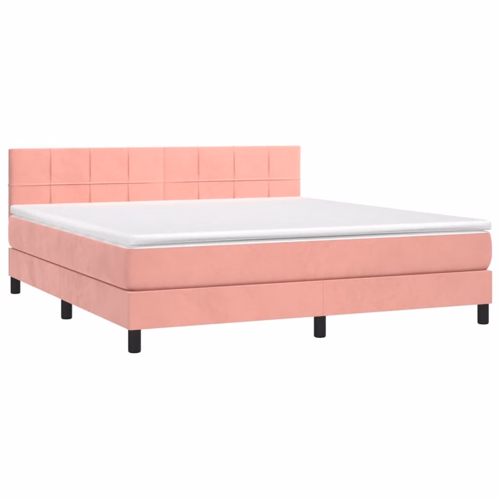 Giroletto a Molle con Materasso Rosa 160x200 cm in Velluto