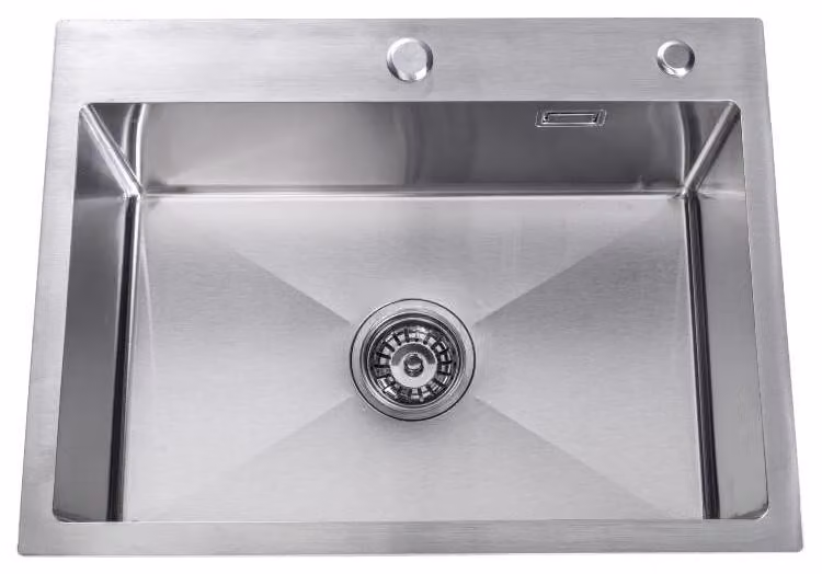 Lavandino online Lendo con foro di rubinaggio 59x44x20 cm in acciaio inox argentato
