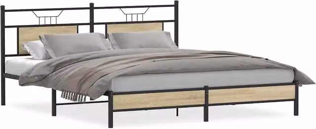 Letto matrimoniale | Letto per adulti | Giroletto senza Materasso Rovere Sonoma 183x203cm in Truciolato