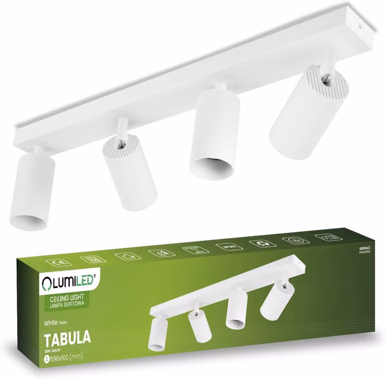 LUMILED plafoniera faretto da soffitto 4 luci 230V GU10 plafoniera orientabile faretto da soffitto faretto da soffitto faretto da soffitto faretto rotondo alluminio bianco