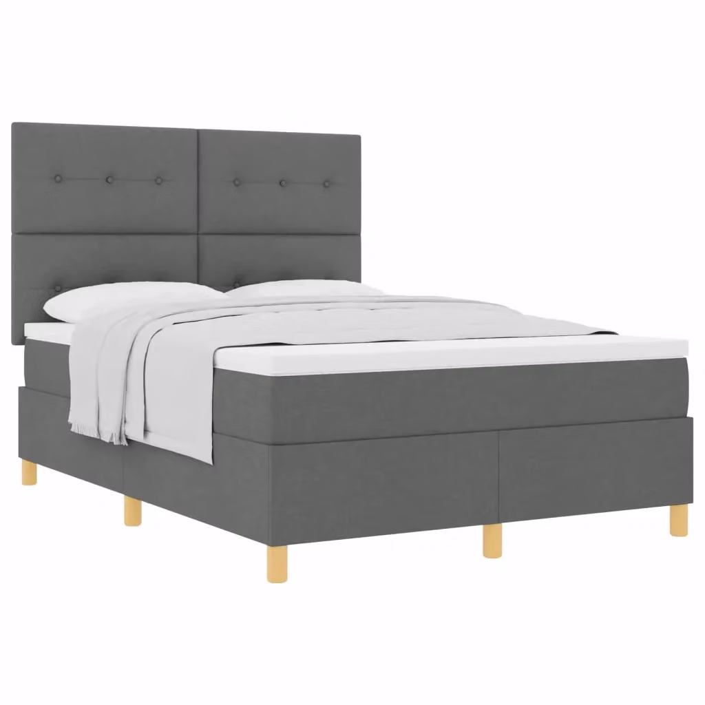 Letto a molle con testiera vidaXL in tessuto grigio L/P/H: 140 x 190 x 280 cm – 2