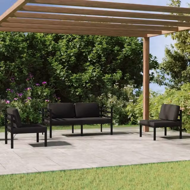 Set Divani da Giardino 4 pz con Cuscini in Alluminio Antracite 3107787