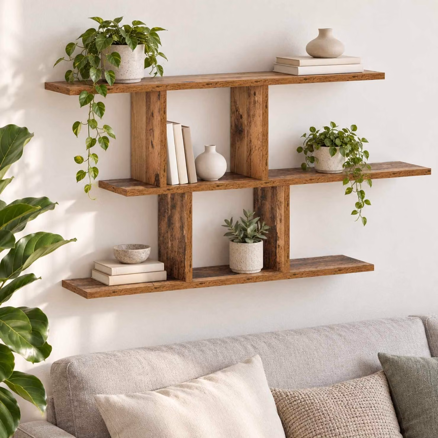 Scaffale da parete moderno vidaXL in legno marrone L: 100 cm, P: 17 cm, H: 45.5 cm