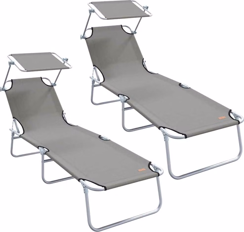 Lettino da sole 2 pcs Grigio 58 x 188 x 77cm Poliestere